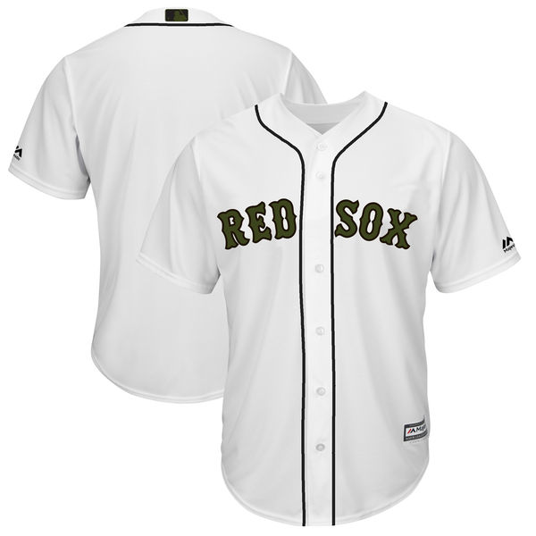 Men's Boston Red Sox Blank White 2018 Memorial Day Cool Base Stitched MLB Jersey